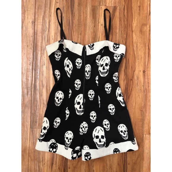 Betsey Johnson Pants - BETSEY JOHNSON Skull Romper Playsuit Rare Size S